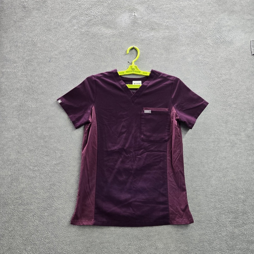 FIGS Women Scrub Top XXS Purple Catarina Paneled Logo PO#1944 Short Sleeve